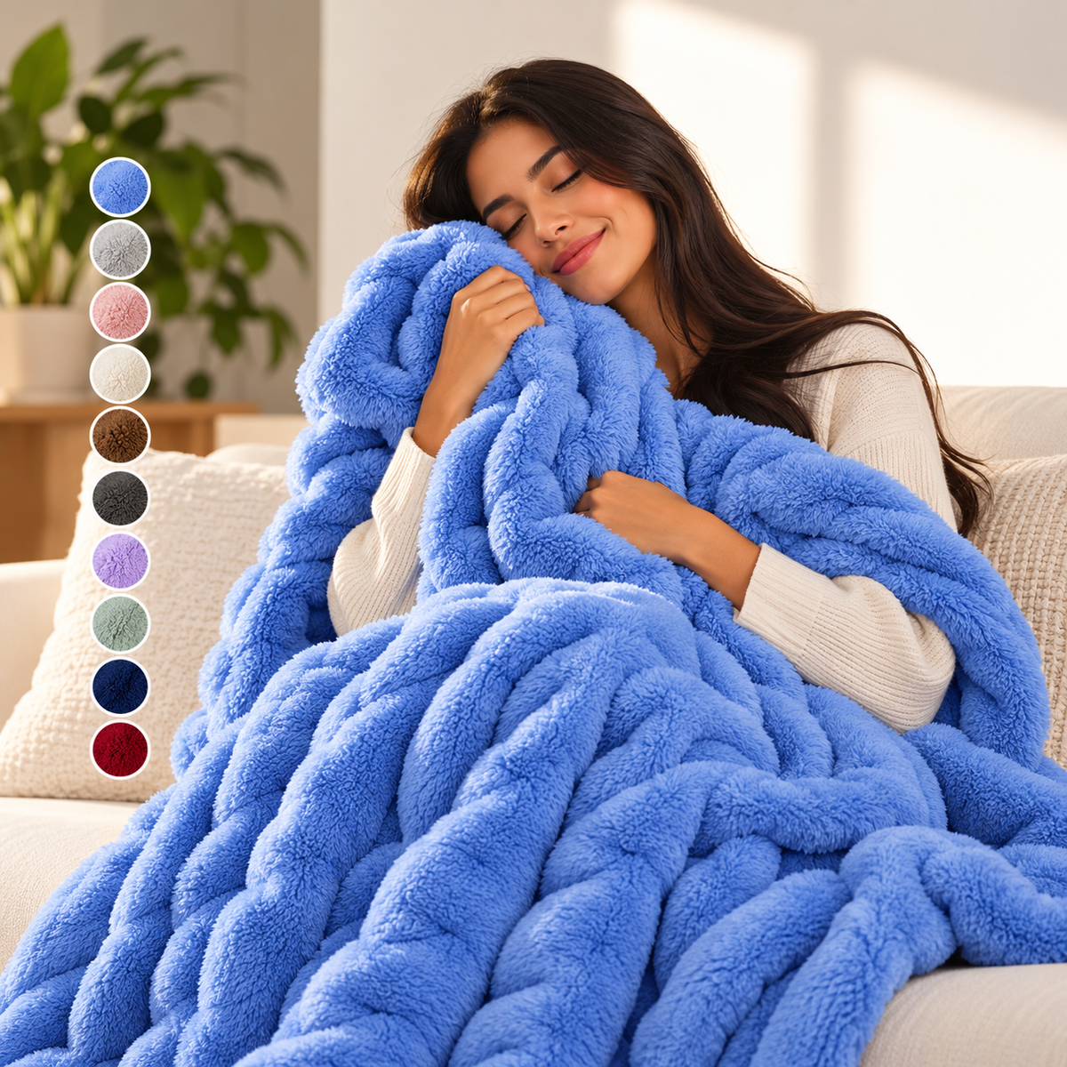 Manta Sherpa Ultrasuave y Esponjosa para Sofá o Cama | Máximo Confort